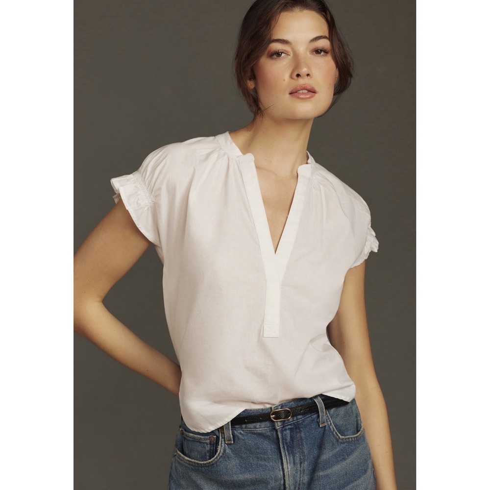 Anthropologie Pilcro Blouse M Tatum Cottagecore Romantic Puff Sleeve Peasant Top - Picture 9 of 12